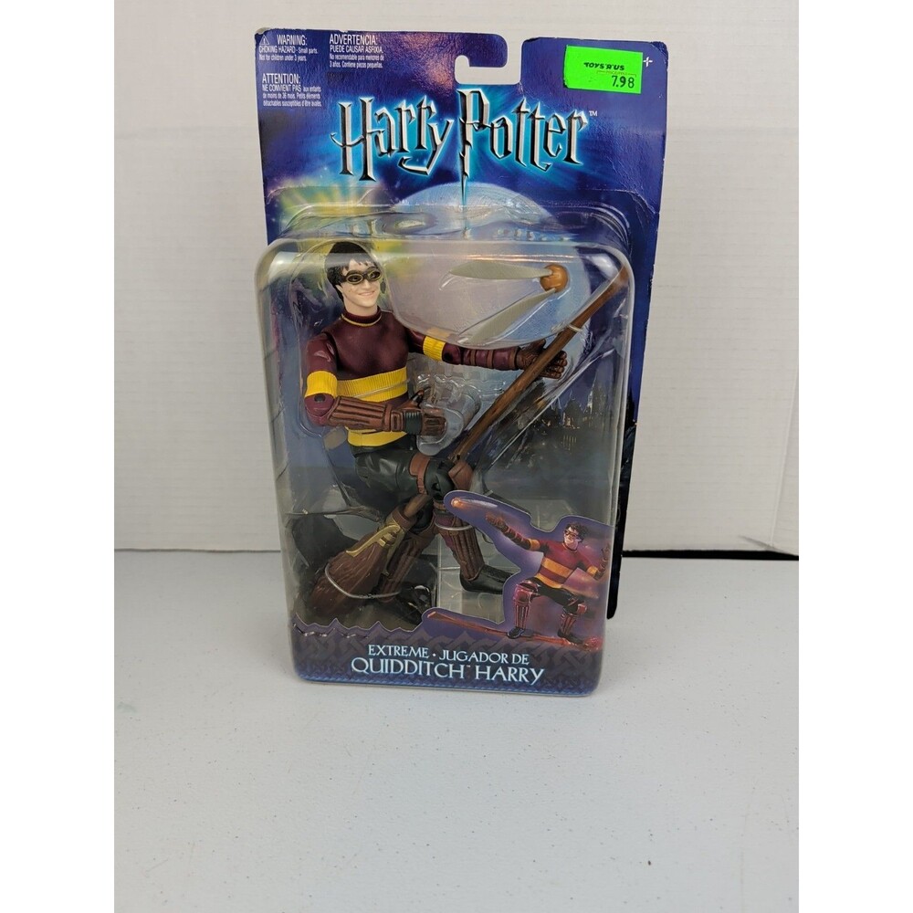 Harry Potter Extreme Quidditch 7" Action Figure Golden Snitch Broom 2003 Flying